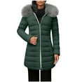 thumbnail image 1 of LEBONYARD Women's Fashion Plush Hooded Zipper Pocket Solid Colored Cotton Coat Casual Long Sleeve Loose Warm Fit Long Length Puffer Outwear Coat, 1 of 5