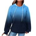 thumbnail image 1 of LEBONYARD Women's Fashion Round Neck Drawstring Hoodie Casual Raglan Waffle Gradient Color Long Sleeve Loose Fit Pocket Front Ladies Sweatshirts, 1 of 5