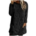 thumbnail image 1 of LEBONYARD Women's Fashion Round Neck Jacquard plush Casual Solid Long Sleeve Button Loose Fit Warm Blouse Coat, 1 of 5