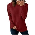 thumbnail image 1 of LEBONYARD Women's Fashion Round Neck Tops Casual Long Sleeved Solid Tops Line Style Design Comfortable Daily Outfit Loose Fit 2025 Fall Winter Tops, 1 of 8