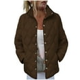 thumbnail image 1 of LEBONYARD Women's Fashion Solid Puffer Button Standing Collar Pocket Quilted Jacket Casual Long Sleeve Loose Fit Lightweight Mid Length Outwear Coat, 1 of 9