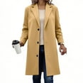thumbnail image 1 of LEBONYARD Women's Fashion Thicken Wool Lapel Long Length Button Breasted Pea Mao Coat Casual Solid Color Long Sleeve Loose Fit Trendy Ladies Overcoat, 1 of 6