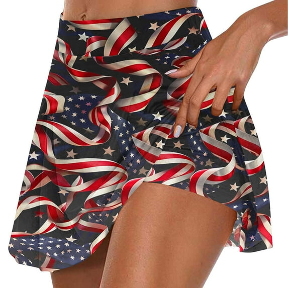 LEBONYARD Women's High-Performance Yoga Skort,Women's Summer Leaf Print Pleated Tennis Skirts Athletic Stretchy Short Yoga Fake Two Piece Trouser Skirt Shorts Multicolor XL