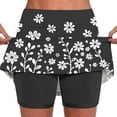 thumbnail image 1 of LEBONYARD Women's High-Waist Yoga Skirt with Shorts,Women's Summer Flower Print Pleated Tennis Skirts Stretchy Yoga Fake Two Piece Shorts Skirt Black L, 1 of 7