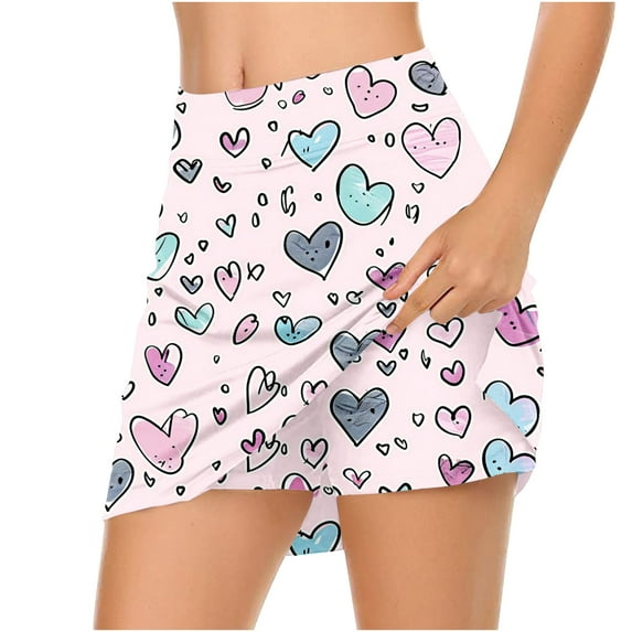 LEBONYARD Women's High Waisted Tennis Skirts,Women's Stylish High-Slit Yoga Skirt with Shorts,Ladies' Printed Mid Waist Sports and Leggings Multicolor S