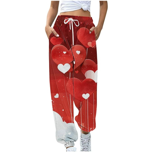 LEBONYARD Women's Jogger Sweatpants with Pockets,Women's Casual Trousers Printing Drawstring Pants Waist Long Pants Sweatpants with Pocket Multicolor S