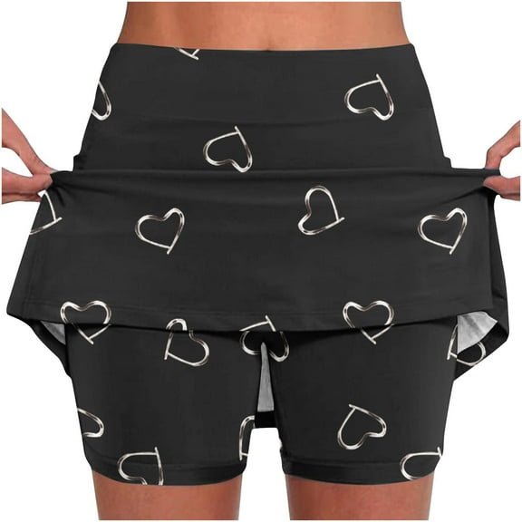 LEBONYARD Women's Lightweight Flowy Yoga Skirt Shorts,Women's New Color Mid-waist Skirt Pants Sports Shorts Bottoming Skirt Pants Black S