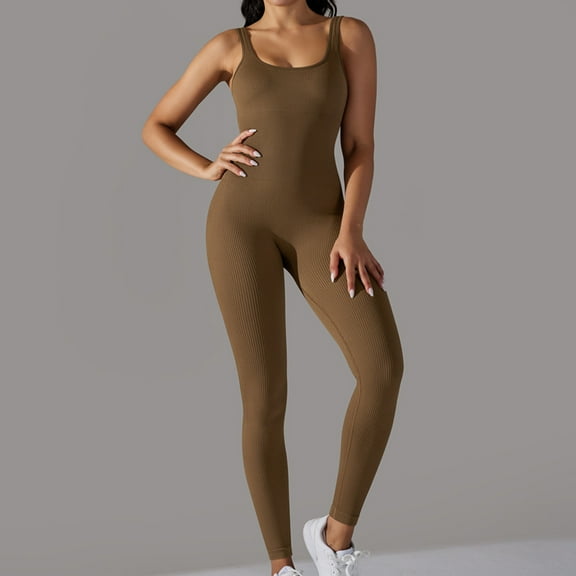 LEBONYARD Women's Loose Fit Overalls-Boyfriend Style Jumper,Women's Summer Leisure Tight Breathable Comfortable Exercise Solid Color Yoga Jumpsuit Pants Khaki S