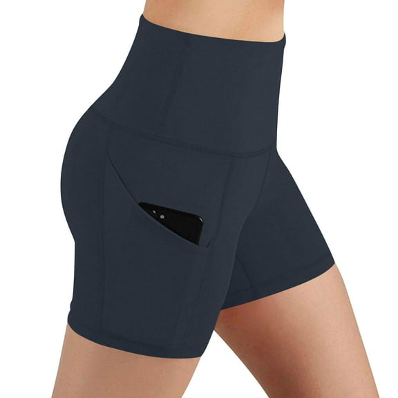 LEBONYARD Women's Out Pocket High-waist Tight Solid Color Underpants Fitnees Running Yoga Sports Short Pants