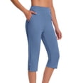 thumbnail image 1 of LEBONYARD Women's Out Pocket Tight Solid Color Capris Elastic Yoga Fitnees Pants Casual Outdoor Sports Slim Yoga Pants, 1 of 8