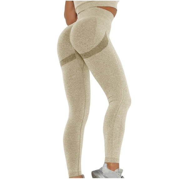 LEBONYARD Women's Outdoor Leggings,Womens Trousers High Waisted,Women's Color Hip-lifting Sports Fitness Running High-waist Yoga Pants Beige L