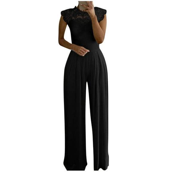 LEBONYARD Women's Overalls in Cotton Blend,Women Strap Jumpsuit Spring Summer New Style Solid Casual Jumpsuit Female Black XXL