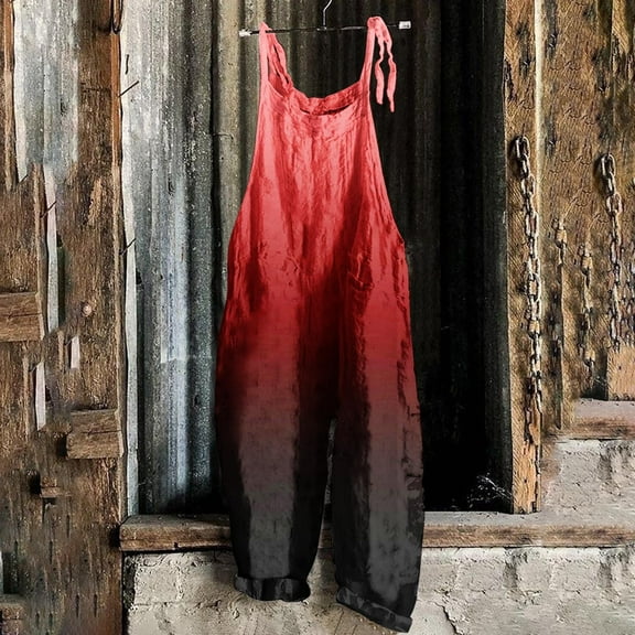 LEBONYARD Women's Overalls in Soft Cotton Fabric,Ladies' Printed Sleeveless Casual Overalls Jumpsuit Jumpsuit Pants Wine S