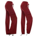 thumbnail image 1 of LEBONYARD Women's Pants Elastic Waist,Women Workout Out Leggings Stretch Waist Yoga Gym Loose Pants Trousers with Pockets Red L, 1 of 9