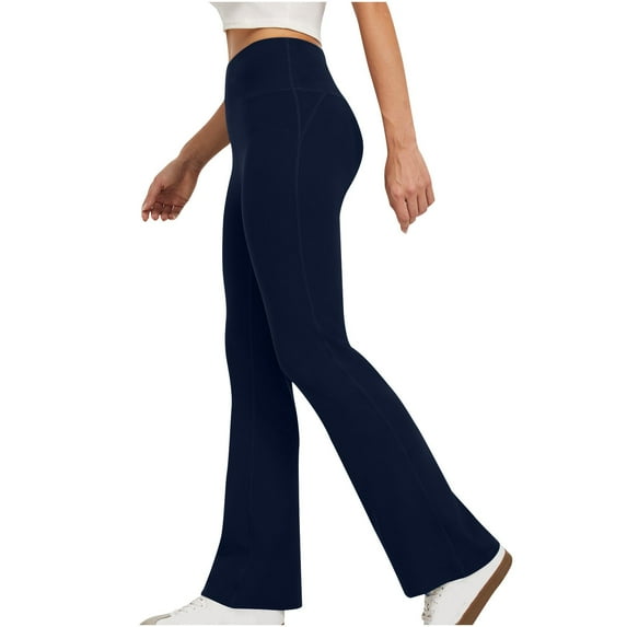 LEBONYARD Women's Pants Elastic Waist,Womens Pants Clearance under $10,Women Workout Out Pocket Leggings Fitness Sports Running Yoga Athletic Pants Navy XL