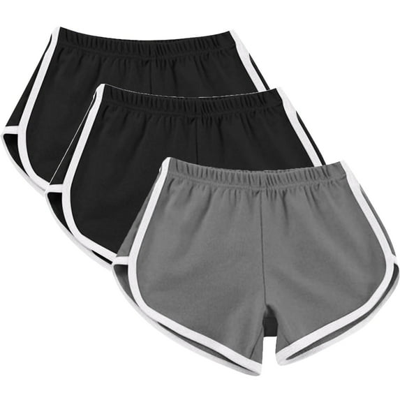 LEBONYARD Women's Plus Running Shorts,Comfortable Women's Shorts in Solid Colors,3pcWomen Casual Summer Sports Shorts Workout Yoga Shorts Active Shorts Black M