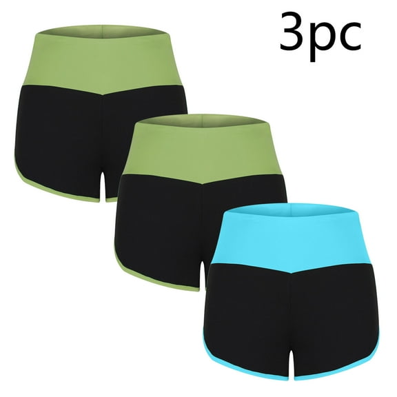 LEBONYARD Women's Plus Running Shorts,Women's Shorts for Casual Outfits,3PC Fashion Women Elastic Waist Summer Patchwork Casual Outing Shorts Pants Army Green S