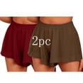thumbnail image 1 of LEBONYARD Women's Plus Running Shorts,Women's Shorts with a Modern Twist,2pc Women's Summer Solid Color Sexy Elastic Waist Side Pleated Casual Shorts Brown XXL, 1 of 8