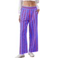 thumbnail image 1 of LEBONYARD Women's Plus Size Sweatpants,Women Plus Size Cotton Linen Wide Leg Trouser,Women's Summer High Waisted Wide Leg Pants Stripe Matching Yoga Gym Long Pants Purple XL, 1 of 5