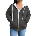 thumbnail image 1 of LEBONYARD Women's Plus Size Zip-Up Drawstring Hoodie Casual Solid Long Sleeve Loose Fit Pocket Oversized Sweatshirts, 1 of 6