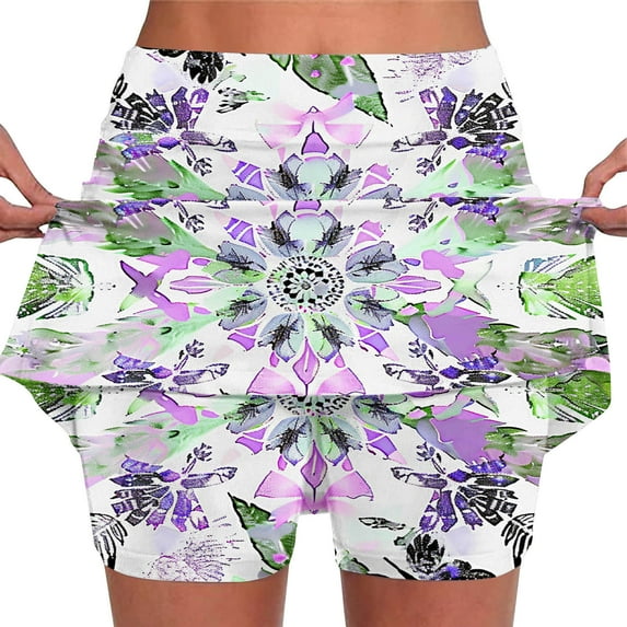 LEBONYARD Women's Quick-Dry Flared Yoga Skort,Women's New Color Mid-waist Skirt Pants Sports Shorts Bottoming Skirt Pants Multicolor M