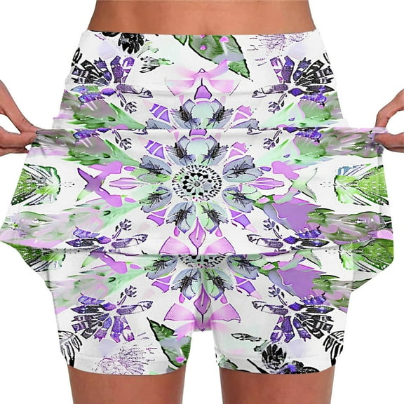 LEBONYARD Women's Quick-Dry Flared Yoga Skort,Women's New Color Mid-waist Skirt Pants Sports Shorts Bottoming Skirt Pants Multicolor M