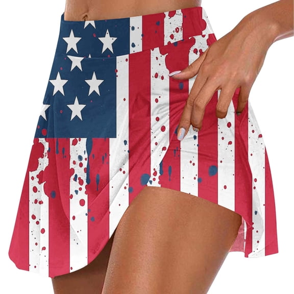 LEBONYARD Women's Quick-Dry Flared Yoga Skort,Women's Summer Leaf Print Pleated Tennis Skirts Athletic Stretchy Short Yoga Fake Two Piece Trouser Skirt Shorts Multicolor S