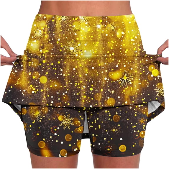 LEBONYARD Women's Quick-Dry Performance Yoga Skort,Women's New Color Mid-waist Skirt Pants Sports Shorts Bottoming Skirt Pants Gold XL