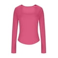 thumbnail image 1 of LEBONYARD Women's Round Neck Fashion TopsSoft Casual Solid Color Long Sleeve Blouse, 1 of 4