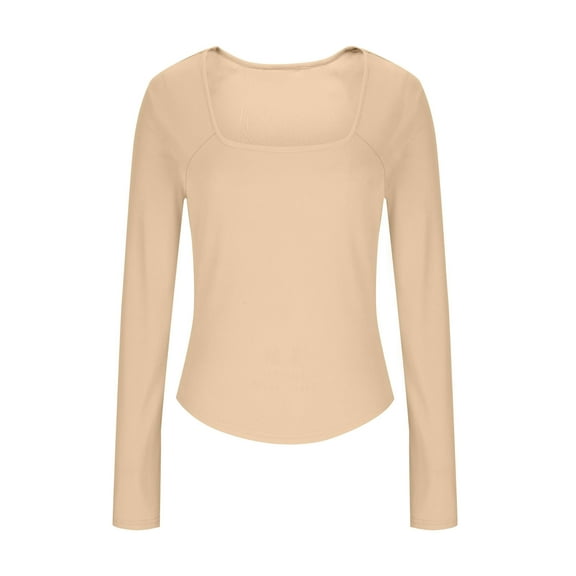 LEBONYARD Women's Round Neck Fashion TopsSoft Casual Solid Color Long Sleeve Blouse