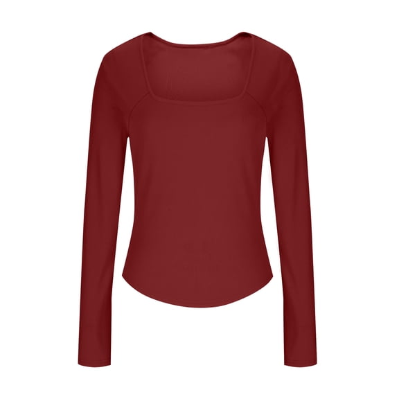 LEBONYARD Women's Round Neck Fashion TopsSoft Casual Solid Color Long Sleeve Blouse