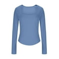 thumbnail image 1 of LEBONYARD Women's Round Neck Fashion TopsSoft Casual Solid Color Long Sleeve Blouse, 1 of 4