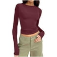 thumbnail image 1 of LEBONYARD Women's Round Neck Pullover Fashion Shirt Casual Solid Long Sleeve Sweatshirts, 1 of 5