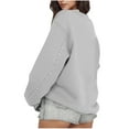 thumbnail image 1 of LEBONYARD Women's Round Neck Pullover Tops Solid Causal Long Sleeve Loose Fit Side Pleated 2025 Fall Winter Sweatshirts, 1 of 3