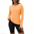 thumbnail image 1 of LEBONYARD Women's Round Neck Tailored Thumblhole Long Sleeve Casual Solid Outdoor Hiking Running Sweatshirts Top, 1 of 5