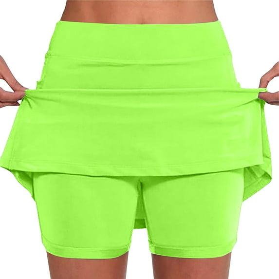 LEBONYARD Women's Seamless Comfort Yoga Skort,Women's New Color Mid-waist Skirt Pants Sports Shorts Bottoming Skirt Pants Green XXXXL