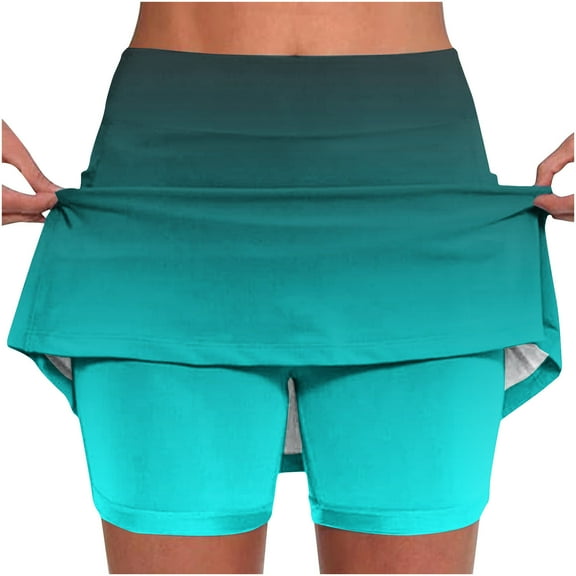 LEBONYARD Women's Shorts Elastic Waist Tennis Skirts,Women's Stylish High-Waist Yoga Skirt with Shorts,Women's New Color Mid-waist Skirt Pants Sports Casual Shorts Bottoming Skirt Pants Mint Green S