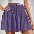 thumbnail image 1 of LEBONYARD Women's Shorts Wide Leg,Women's Shorts for a Stylish Look,Women's Summer Fashion Solid Color Drawstring Shorts Purple L, 1 of 6