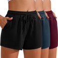 thumbnail image 1 of LEBONYARD Women's Shorts for a Casual and Modern Style,3PC Women'S Solid Color Casual Drawstring Sports Shorts with Pocket Multicolor M, 1 of 9