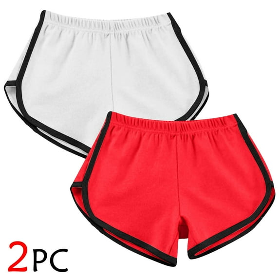 LEBONYARD Women's Shorts with a Unique Style,2pcWomen Casual Summer Sports Shorts Workout Yoga Shorts Active Shorts White XL