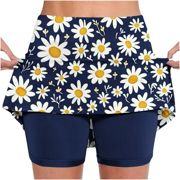 LEBONYARD Women's Soft and Lightweight Yoga Skirt Shorts,Women's New Color Mid-waist Skirt Pants Sports Shorts Bottoming Skirt Pants Navy XXL