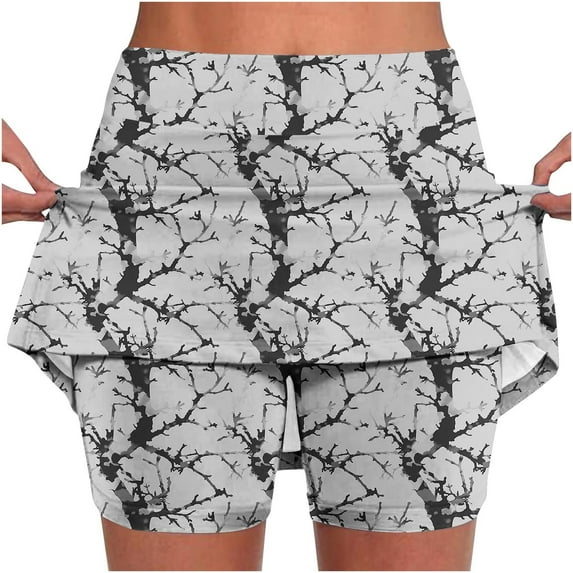 LEBONYARD Women's Stretchy Flared Yoga Skort,Women's New Color Mid-waist Skirt Pants Sports Shorts Bottoming Skirt Pants Gray M