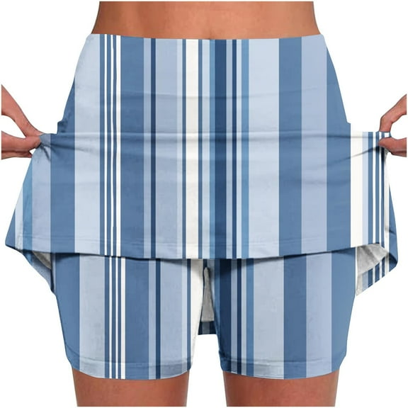LEBONYARD Women's Stylish Seamless Yoga Skort,Women's New Color Mid-waist Skirt Pants Sports Shorts Bottoming Skirt Pants Blue L