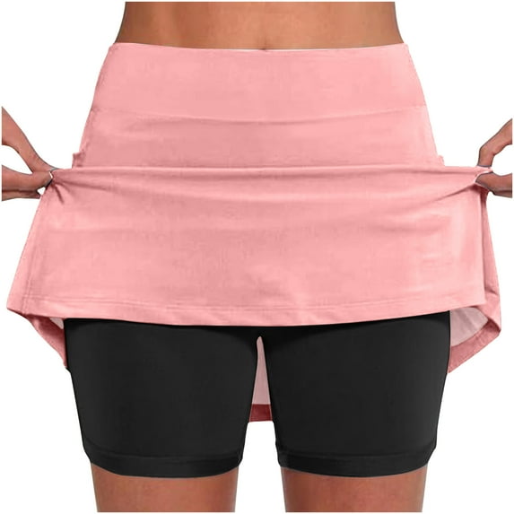 LEBONYARD Women's Stylish Seamless Yoga Skort,Women's New Color Mid-waist Skirt Pants Sports Shorts Bottoming Skirt Pants Pink XXXL