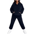 thumbnail image 1 of LEBONYARD Women's Trendy Clearance Sweatshirts And Sweatpants Warm Set Hooded Solid Loose Pullover Sweatshirts And Tight-Waist Sweatpants,Sizes S-2XL, 1 of 8