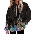 thumbnail image 1 of LEBONYARD Women's Trendy Crew Neck Hooded Drawstring Christmas Printing Pullover Sweatshirts Casual Long Sleeved Round Neck Loose Warm Fit Sweatshirts, 1 of 7