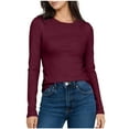 thumbnail image 1 of LEBONYARD Women's Trendy Crew Neck Solid Colored Soft Pullover Base Layer Warm Top Casual Round Neck Long Sleeve Loose Fit Ladies Base Layer Tops, 1 of 5