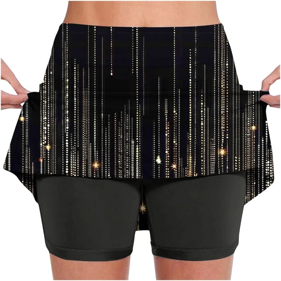LEBONYARD Women's Trendy High-Waist Yoga Skirt with Built-in Shorts,Women's New Color Mid-waist Skirt Pants Sports Shorts Bottoming Skirt Pants Black XXL