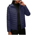thumbnail image 1 of LEBONYARD Women's Trendy Lapel Hooded Zipper Solid Colored Puffer Coat Casual Long Sleeve Turn Down Collar Warm Fit Winter Puffer Outerwear Coat, 1 of 2