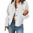 thumbnail image 1 of LEBONYARD Women's Trendy Lapel Solid Colored Long Sleeve Chic Vintage Button Cardigan Jacket Casual Loose Fitting Chest Pocket Outerwear Jacket, 1 of 7